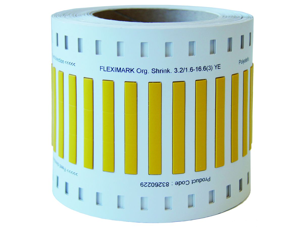 marqueur rétractable 6.4/2.0 (2) - jaune, rouleaux à 2000pcs, 25mm